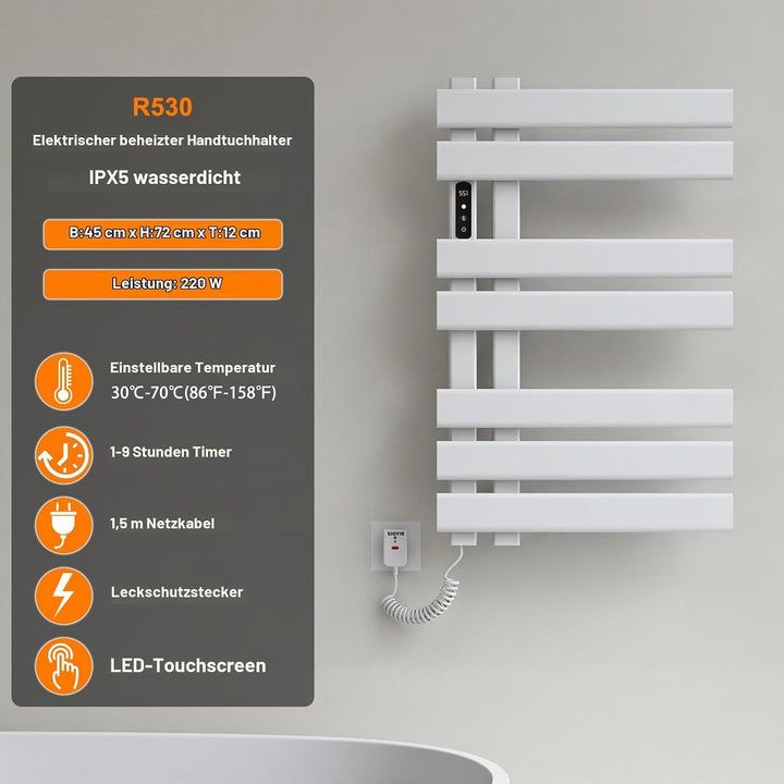 Badheizkörper Elektrisch, Weiss Handtuchheizkörper Elektrisch 450x720mm, Handtuchtrockner Elektrisch