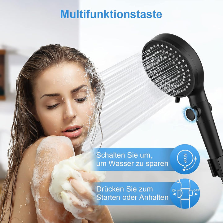 Duschkopf Wassersparender 4.6L/Min, VESKYAO Hochdruck Handbrause Sparduschkopf mit Filter & Wasserst