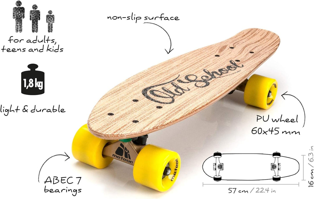 meteor Holz Skateboard Kinder - Mini Cruiser Kickboard - Skateboard mädchen Rollen Board - hohe Qual