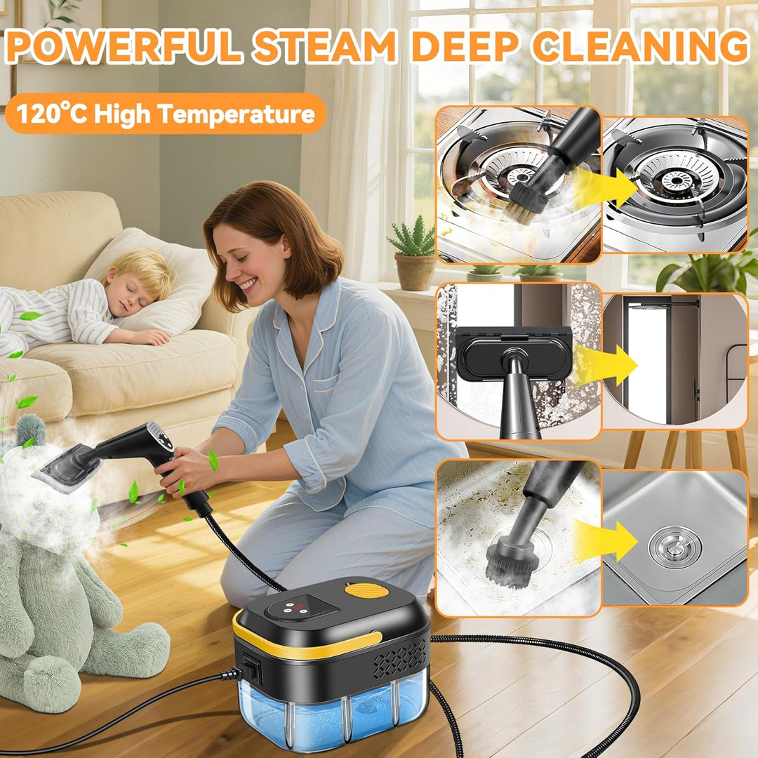 KingSom Dampfreiniger Handgerät,6-Stufig Verstellbarer Dampfreiniger,2500W Steam Cleaner für Alles,1