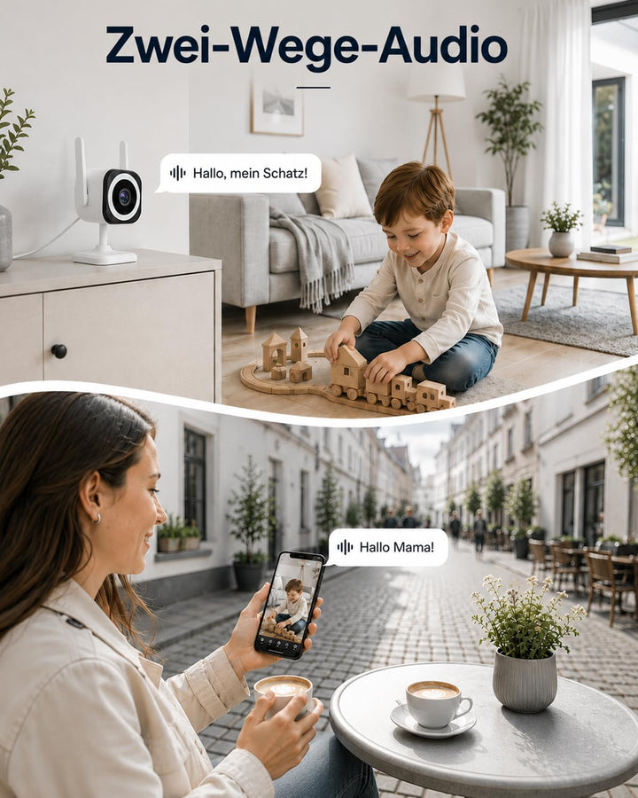 2K 5G Überwachungskamera Aussen Innen, Indoor Kamera Überwachung für Baby Monitor, Haustierkamera, Ä