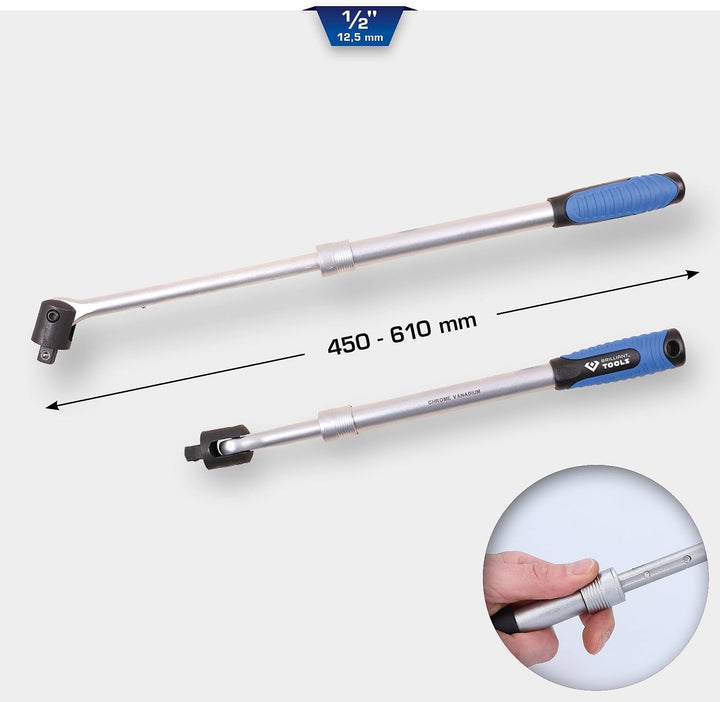 BRILLIANT TOOLS BT022401 1/2" Teleskop-Gelenkgriff (450-605 mm) [Powered by KS Tools]
