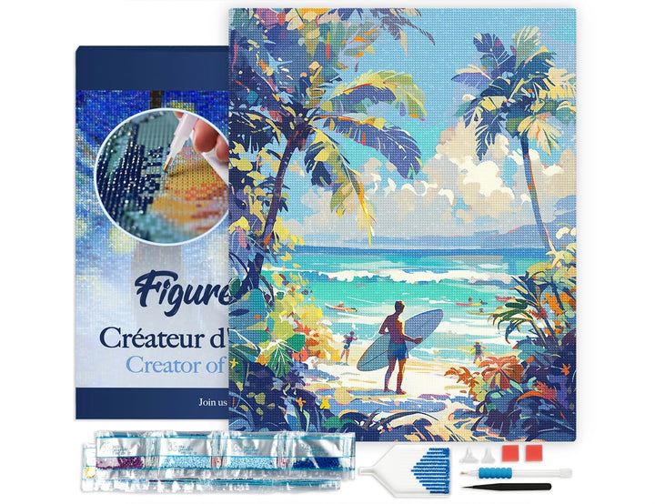 Figured'Art Diamond Painting Erwachsene 40x50cm Mit Rahmen Ganze Leinwand gespannt Sonniger Strandta