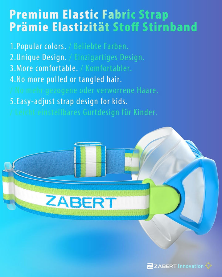 ZABERT Prämie Kinder Taucherbrille,Kinder Schwimmbrille für 2-14 Jahre Jungen Mädchen, bequem elasti