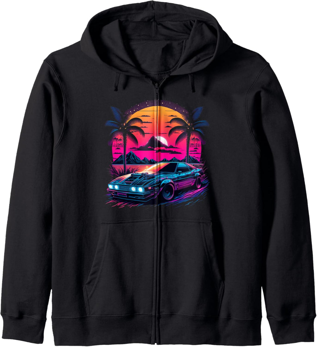 Japanisches Retro-Futuristisches Synthwave Car Racing JDM Tuning Kapuzenjacke