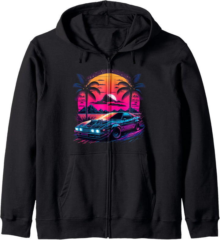 Japanisches Retro-Futuristisches Synthwave Car Racing JDM Tuning Kapuzenjacke