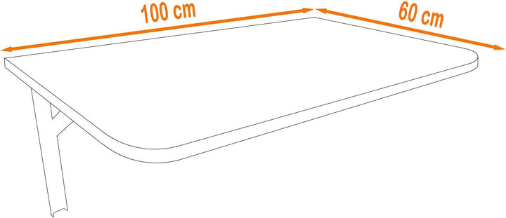 AKKE Klapptisch Wandklapptisch Esstisch - Klappbar Faltbar Platzsparend - Abgerundete Ecken - 100x60