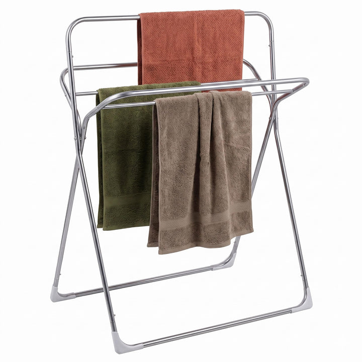 Relaxdays Handtuchständer, HxBxT: 106,5 x 78,5 x 34,5 cm, Edelstahl, 5 Stangen, stehender Handtuchha