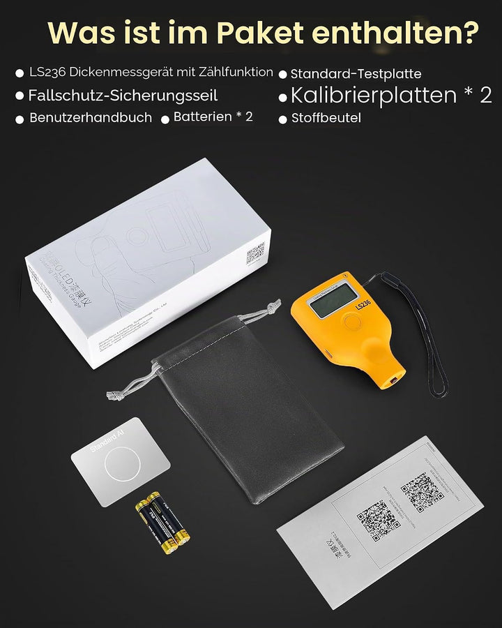 Coating Dikte Meting Lackmessgerät Auto LS-236, Dual-Display mit Leserotation 0,0-3500 μm, für Eisen