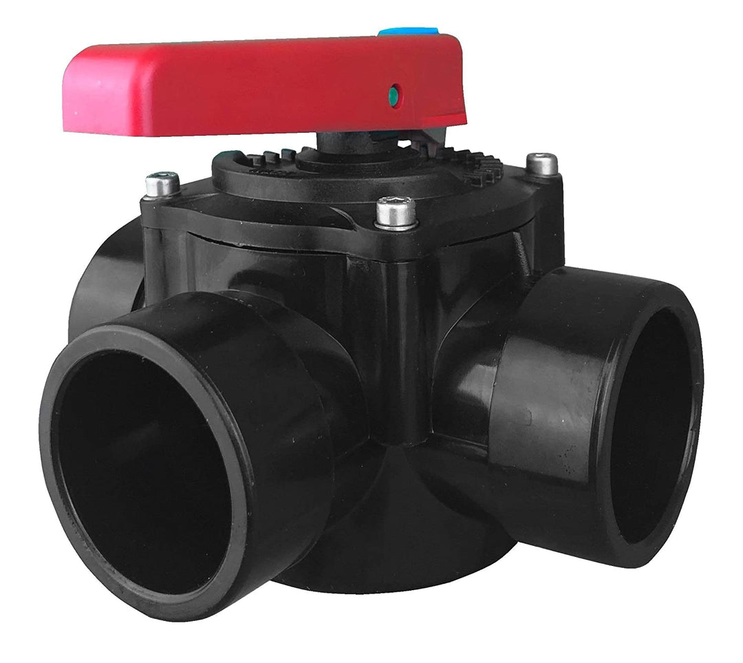 well2wellness® PVC 3-Wege Zylinderhahn Drehscheibenventil 50mm