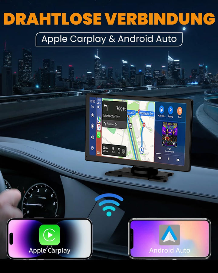 Carplay Display, 9" Apple carplay, Android Auto Display mit 1080P HD Rückfahrkamera & Frontkamera, G