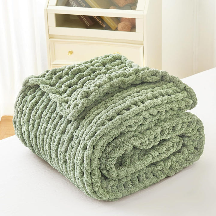 Admitrack Grobstrick-Decke, Überwurf, 100% Handgestrickte Chenille-Überwurfdecke für Sofa und Heimde
