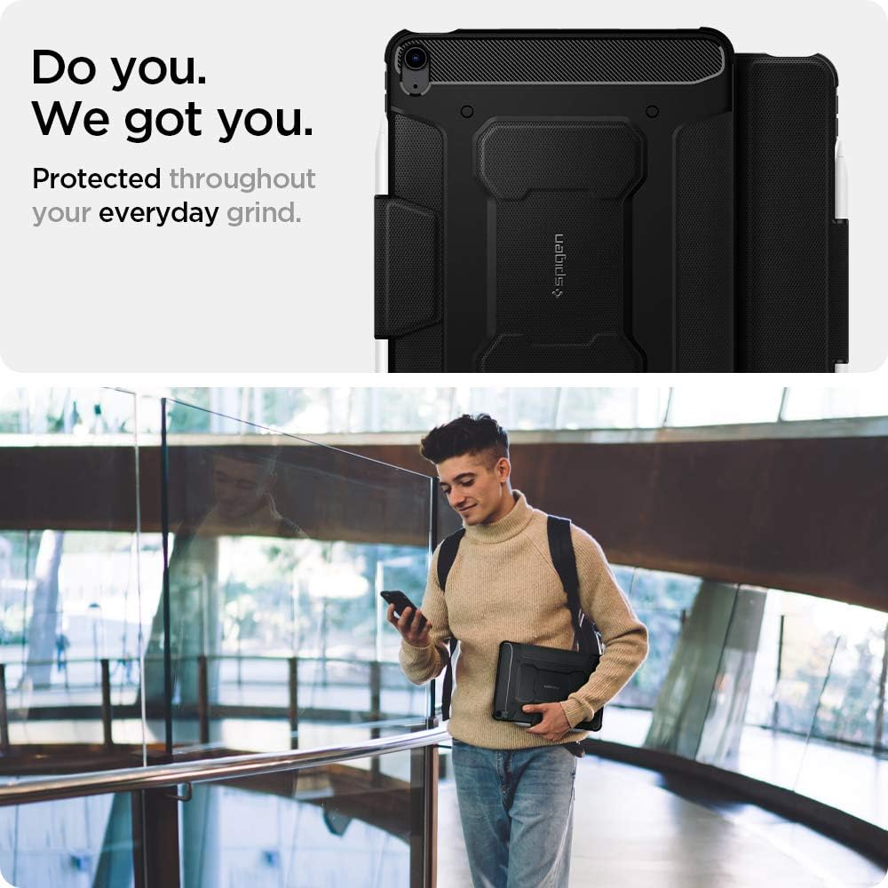 Spigen Rugged Armor Pro Hülle für iPad Air 11 und 10.9 Zoll | Robuste Hülle mit Pencil Halter, Tri F