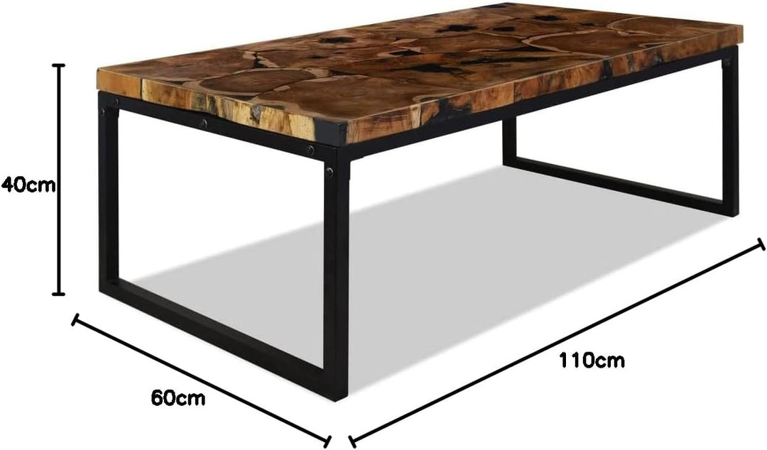 Couchtisch Beistelltisch Deko Wohnzimmer Wohnzimmertisch Couchtisch Teak Harz 110 x 60 x 40 cm Geeig