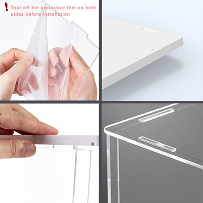 Nynelly Vitrine für Sammler, Vitrine aus Acryl für Figuren, transparente Acrylbox mit weisser Basis,