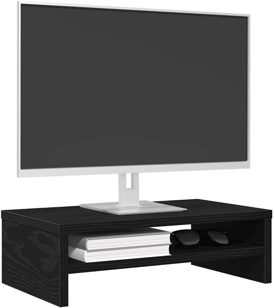 Mangloder Monitorständer Schwarze Eiche 42x24x13 cm Holzwerkstoff ergonomisch für Arbeitsplatz, Schr