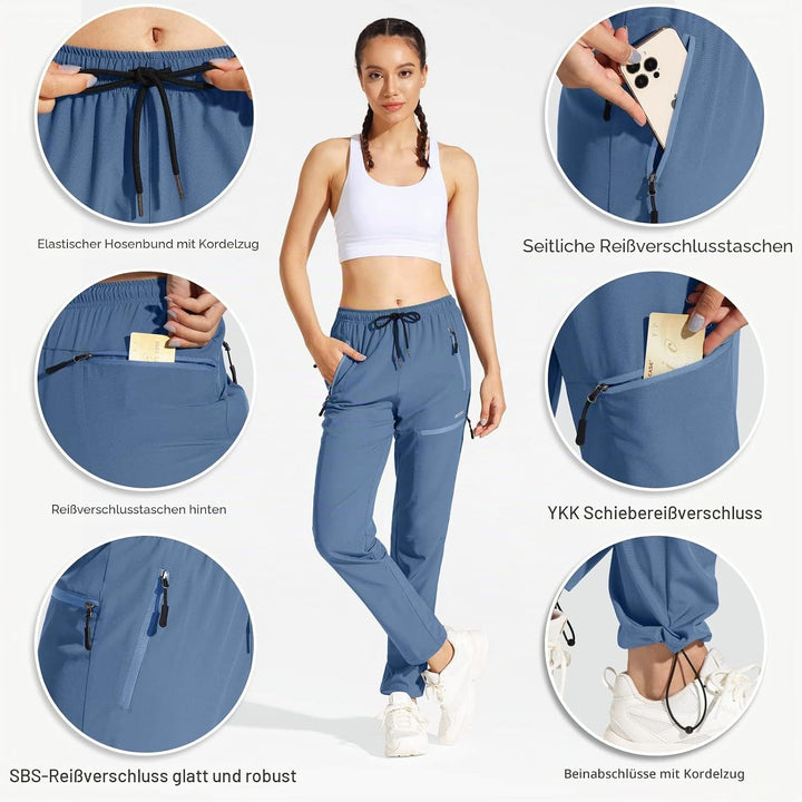 MOCOLY Damen Wanderhose Cargohose Wasserdicht Elastische Outdoorhose Cargo Jogginghose Trekkinghose