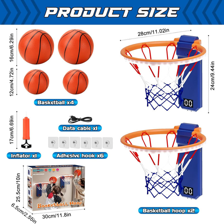 Mini Basketballkorb, 2pcs Basketballkorb mit Elektronische Anzeigetafel, Indoor Hoop Höhenverstellba