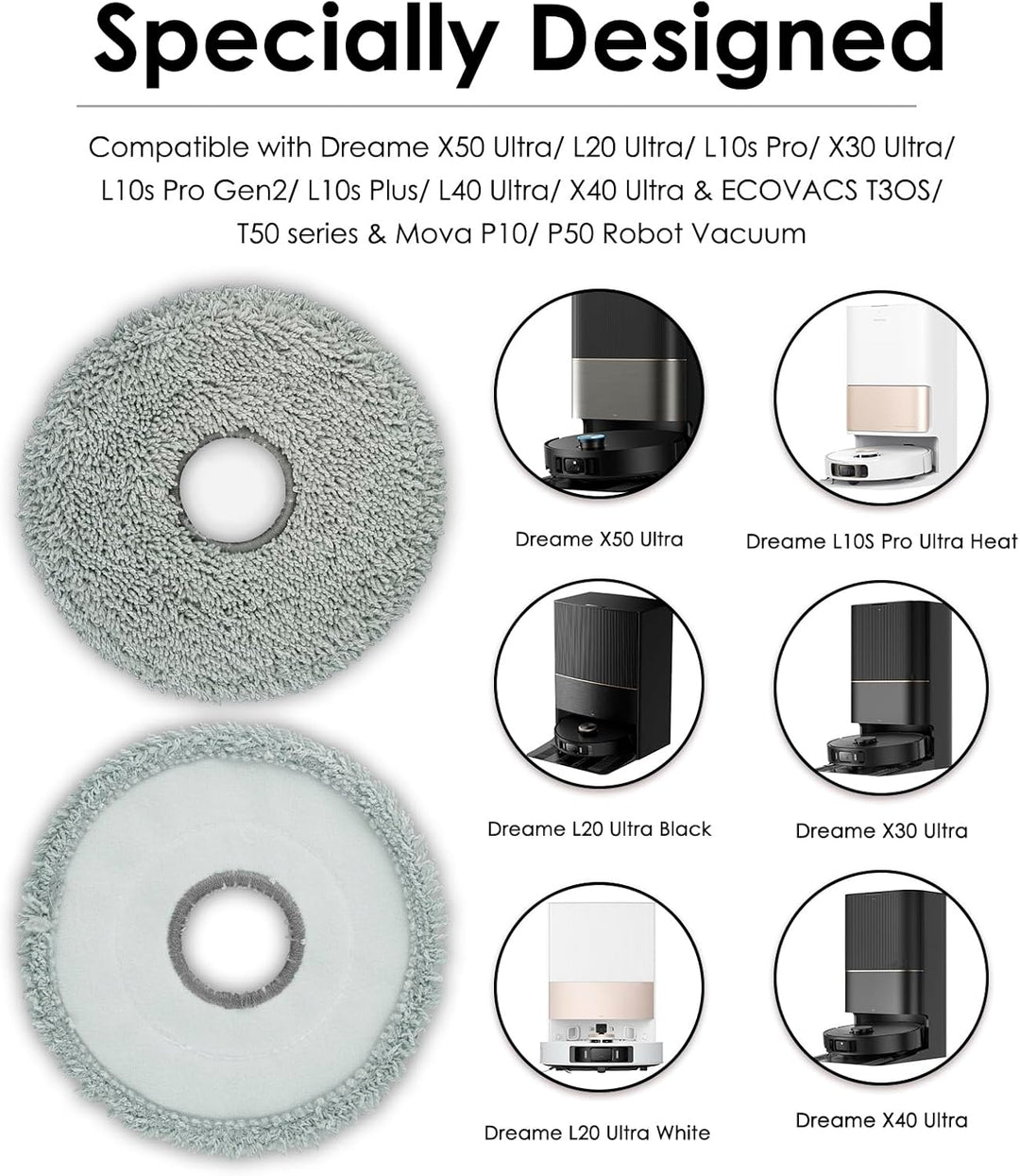 (10 Stück) X50 Ultra Ersatz Mopp Pads Wischpad für Dreame X50 Ultra/ X40 Ultra/ X30 Ultra/ L10s Ultr