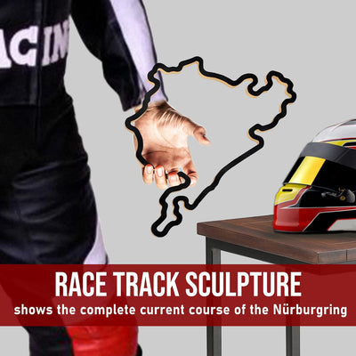 Racetrackart Holzskulptur Deko – Rennstrecke Nürburgring, Wandverzierung, 23 cm, Holzskulptur, Gesch