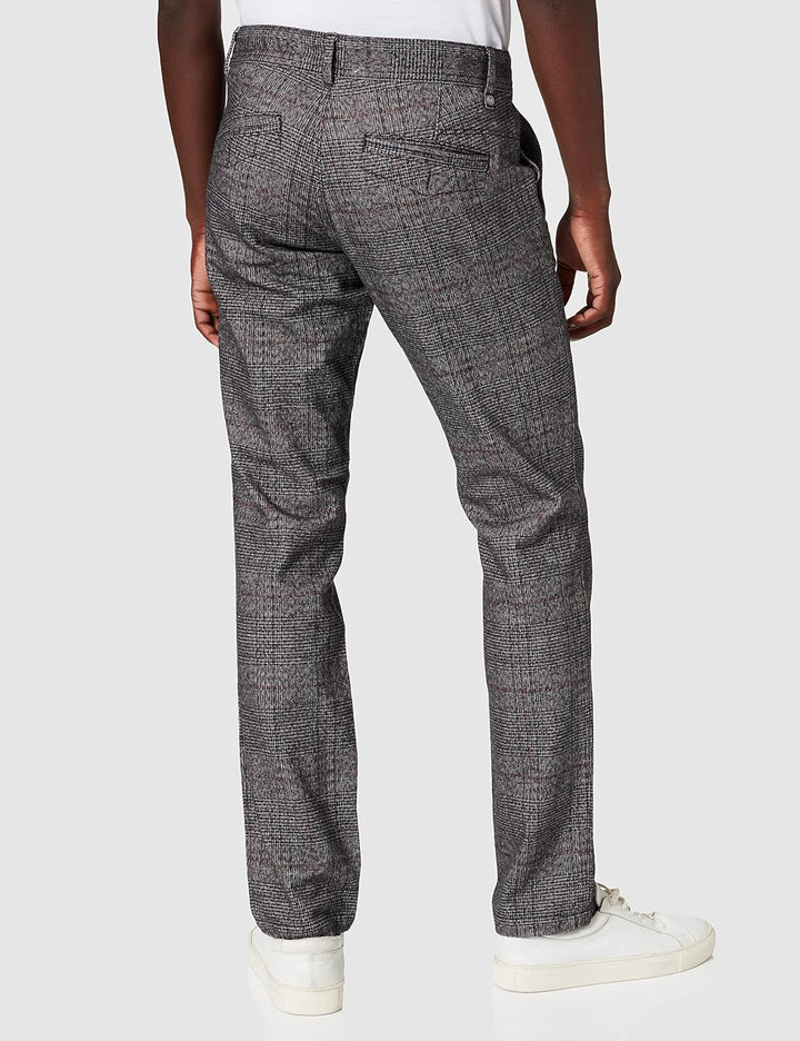 Timezone Herren Regular Luitz Freizeithose 29W / 32L Grey Black Red Check, 29W / 32L Grey Black Red