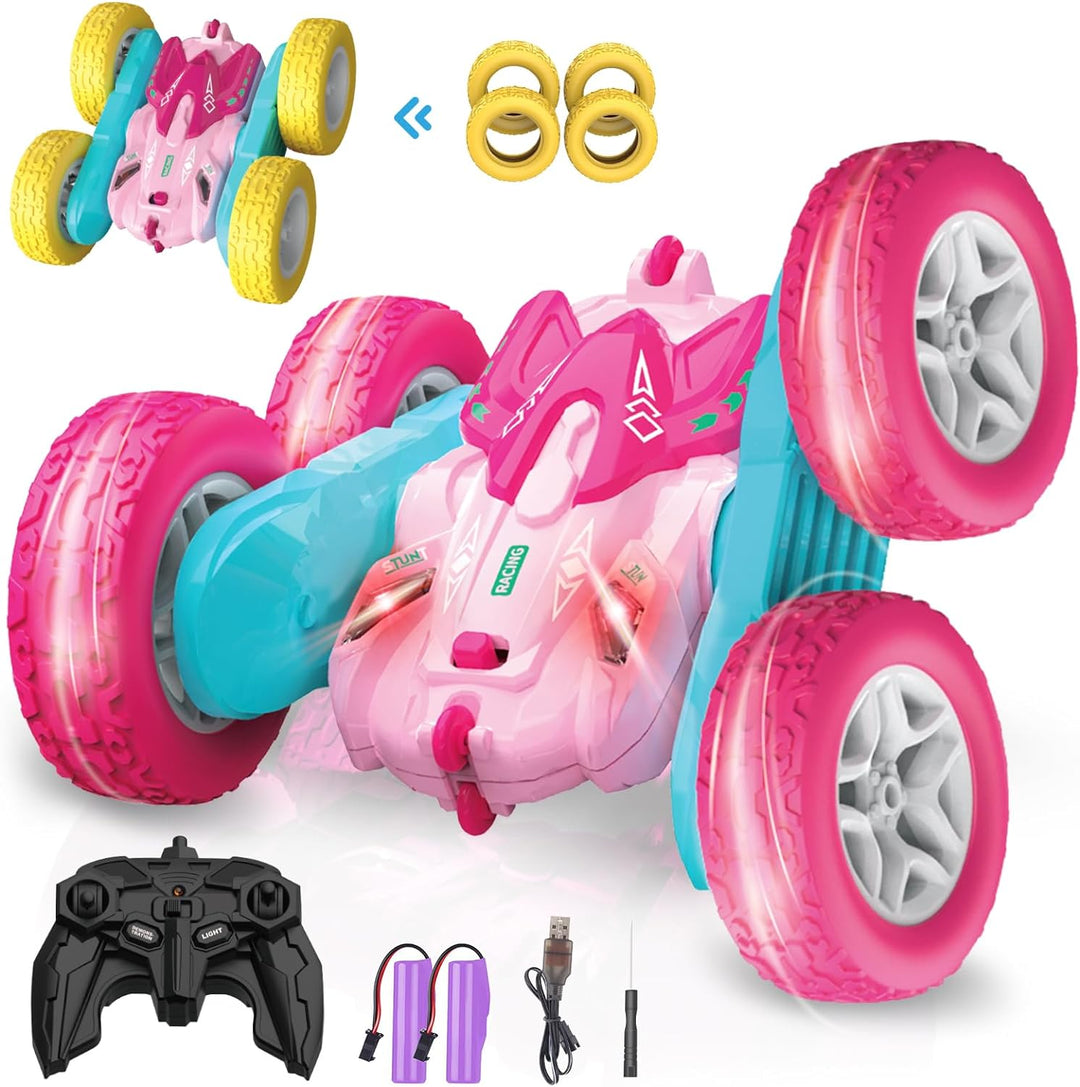 seveclotree Ferngesteuerte Auto für Mädchen Kinder,4WD 2.4 Ghz Fernbedienung 360° Flip RC Stunt Auto