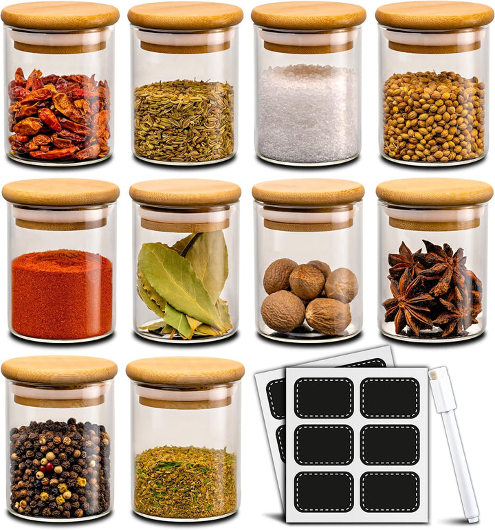 Praknu Gewürzgläser - 20er Set 120ml - mit Etiketten zum Beschriften - Luftdicht - Spülmaschinenfest
