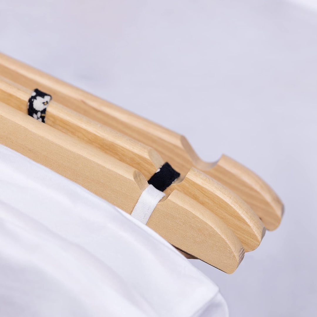 OGIVO Kleiderbügel Holz - 10 Stück - Holzbügel für Ihren Garderobe - Haken um 360° drehbar - Einkerb