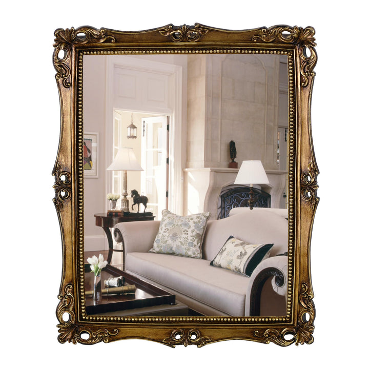 OIGUMR Quadratischer Wandspiegel Vintage Spiegel Gold Spiegel (Vintage Gold, 41,9 x 34,3 cm) 16.5 x
