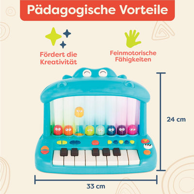 Land of B. Hippo Spielzeug Keyboard mit Lichtern und Liedern, Piano, Musikspielzeug, Musikinstrument
