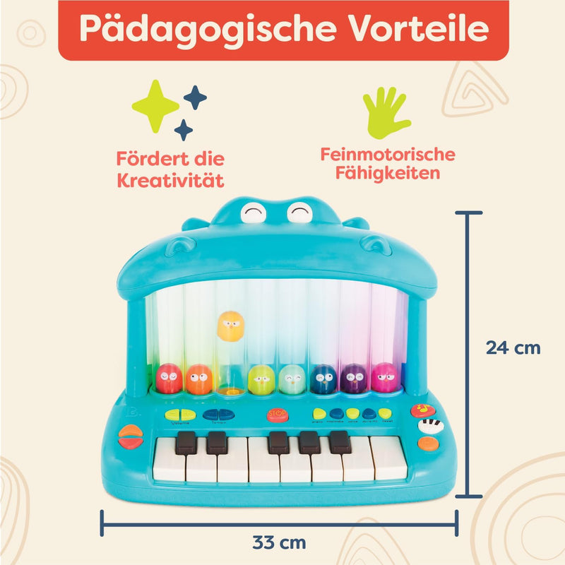 Land of B. Hippo Spielzeug Keyboard mit Lichtern und Liedern, Piano, Musikspielzeug, Musikinstrument