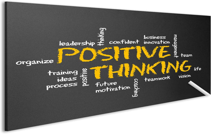 Bild auf Leinwand Dunkle Tafel mit Einer positiv denkenden Illustration. Wandbild Poster Leinwandbil