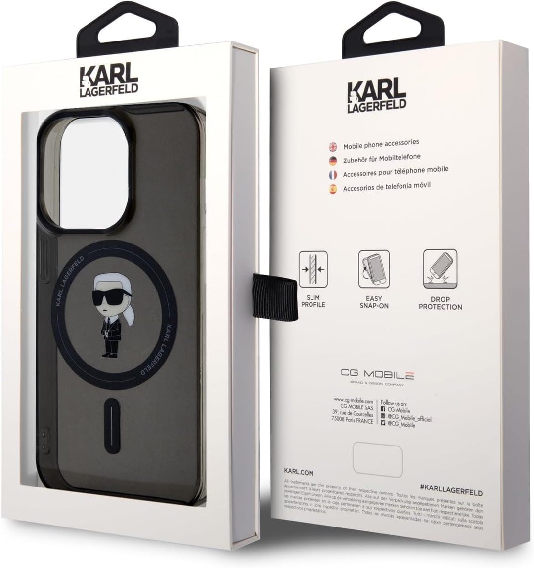 CG Mobile Karl Lagerfeld Magsafe IML IKonIK Hülle für iPhone 15 Pro -Schwarz Überprüfen Sie die Prod