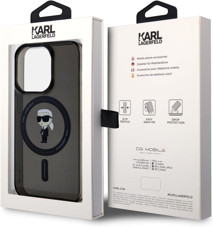 CG Mobile Karl Lagerfeld Magsafe IML IKonIK Hülle für iPhone 15 Pro -Schwarz Überprüfen Sie die Prod