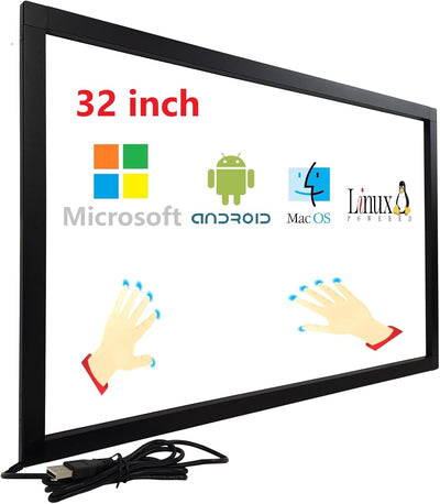 Deyowo 32 Zoll Infrarot-Touchscreen-Rahmen, IR-Touchscreen-Overlay, Touchscreen-Panel, kostenloser T