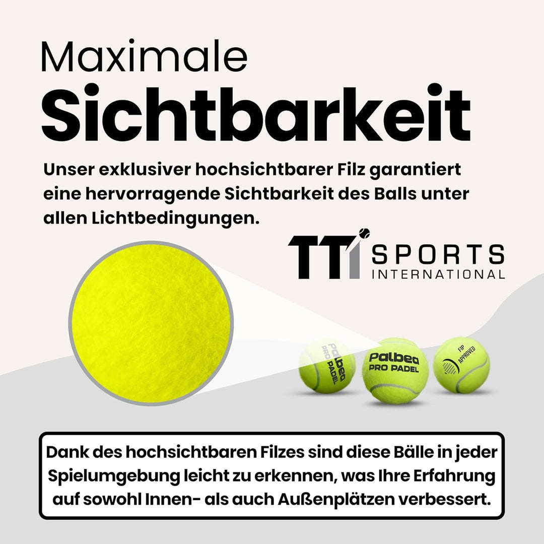 Palbea PRO Padel - FIP Zugelassene Padelbälle - 1 Karton x 6/12 Röhren - Padel Bälle mit HV Filz für