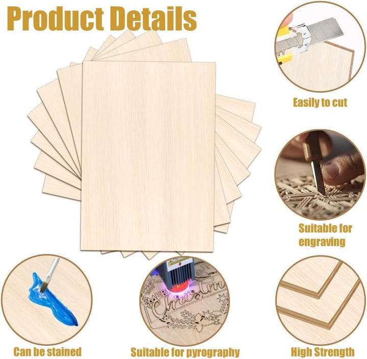 24Pcs Balsaholz Platten Sperrholz 300 x 200 x 2mm Lindensperrholz Holzplatten zum Basteln, Holzplatt