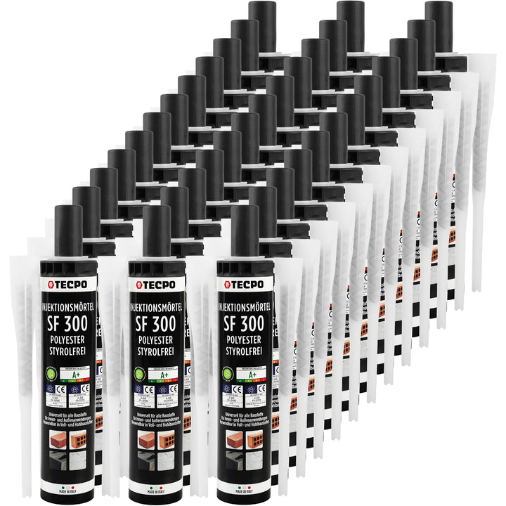 TECPO 36x Injektionsmörtel SF 300 ml inkl. Statikmischer Vebundsmörtel Ankerkleber Innen & Aussen Mö