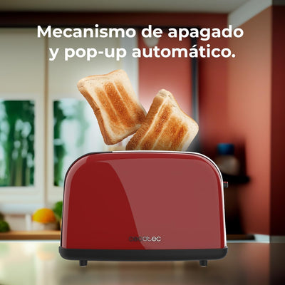 Cecotec Vertikaler Toaster Toastin' time 850 Red Lite, 850W, Kapazität für 2 Toasts, Breiter Schlitz