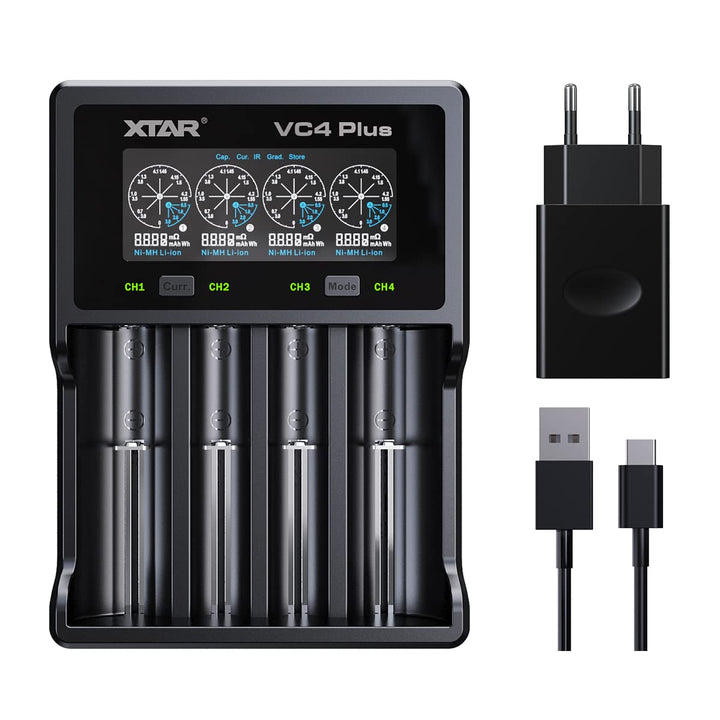 18650 akku ladegerät 4 Slot XTAR VC4 Plus Schnellladegerät für 3.6V 3.7V Li-ion 18650 18700 26650 32