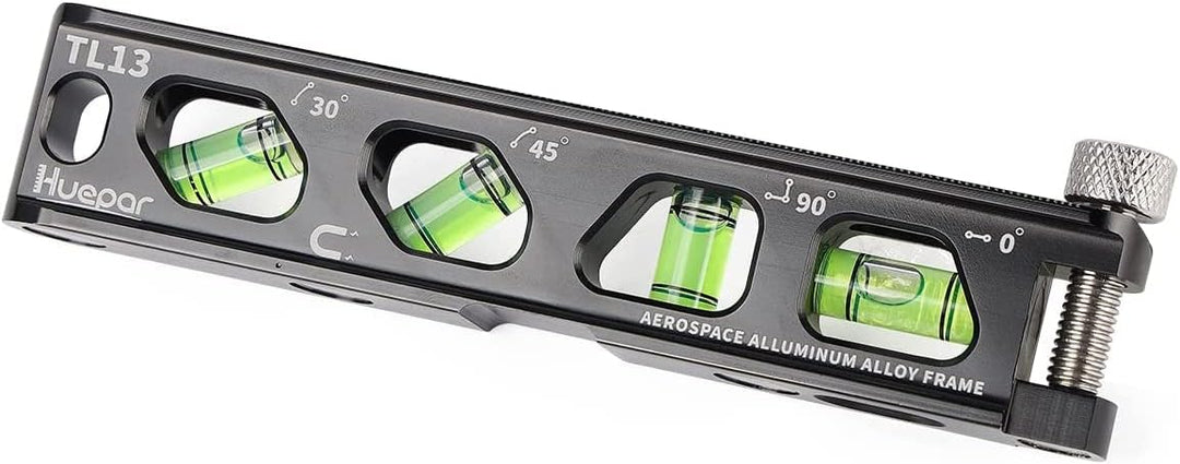 Huepar Wasserwaage, Magnetisches Profil mit 4 Libellen, 15,8 cm Aluminiumlegierung-Konstruktion Wass