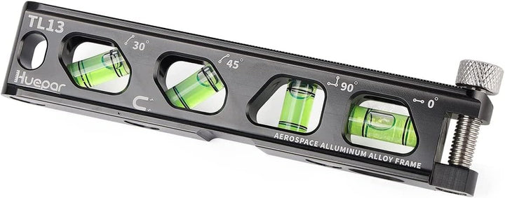Huepar Wasserwaage, Magnetisches Profil mit 4 Libellen, 15,8 cm Aluminiumlegierung-Konstruktion Wass