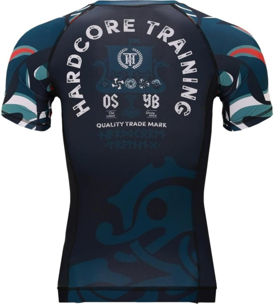 Hardcore Training Rash Guard Men's Round Kurze Ärmel Base Layer Kompressionsshirt Herren MMA Crossfi