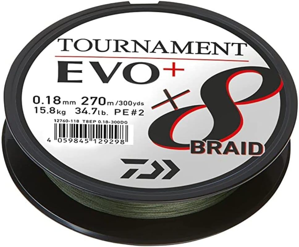 Daiwa Tournament X8 Braid EVO+ 270m Dunkelgrün geflochtene Angelschnur 270m/0.26mm, 270m/0.26mm