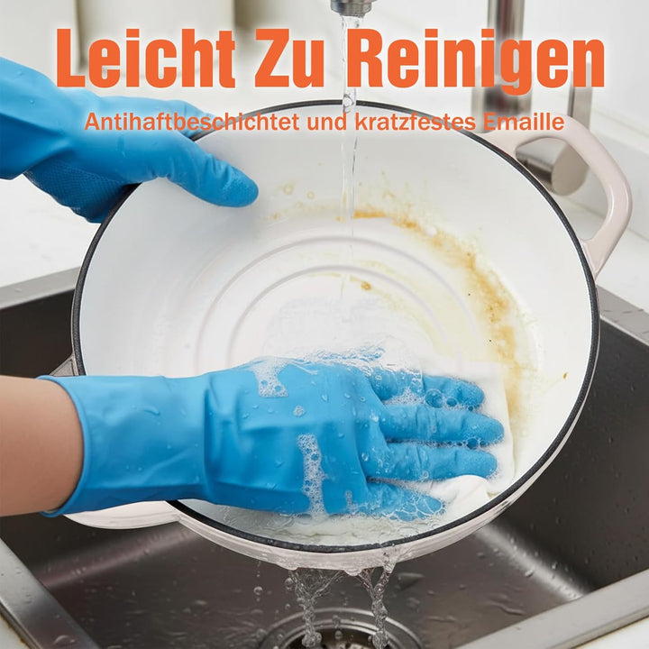 Gusseisen Brotbackform mit Deckel, 4,7L Gusseisen Topf Brot Backen, 23 cm Emaille Bräter mit Deckel,