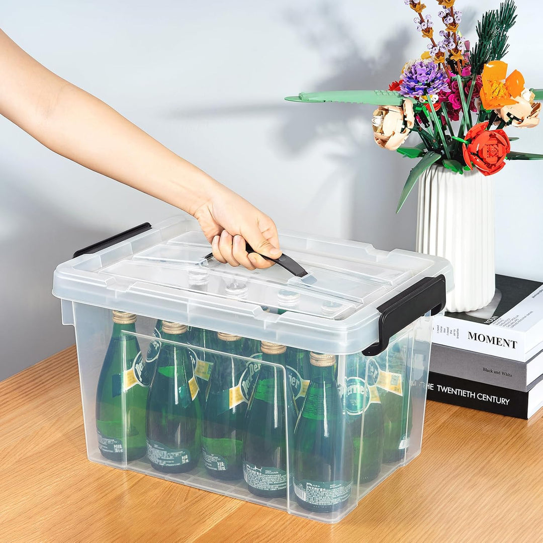 Cetomo,20L,3er-Pack, Aufbewahrungsbox mit deckel,Aufbewahrungsboxen, mit Clips, stapelbar, Wohnzimme