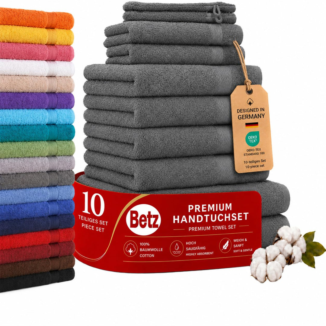 Betz 10-TLG. Handtuch-Set Premium 100% Baumwolle 2 Duschtücher 4 Handtücher 2 Gästetücher 2 Waschhan