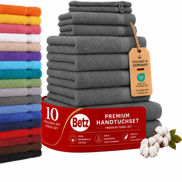 Betz 10-TLG. Handtuch-Set Premium 100% Baumwolle 2 Duschtücher 4 Handtücher 2 Gästetücher 2 Waschhan