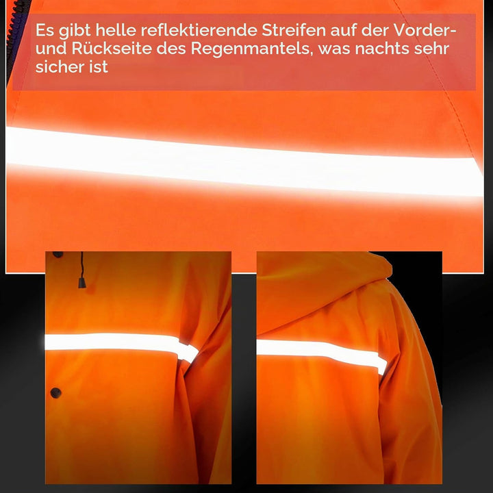 ioutdoor Regenmantel 100% Wasserdicht, der Extra Lange Regenschutz mit Taschen/Reflexstreifen/Kordel