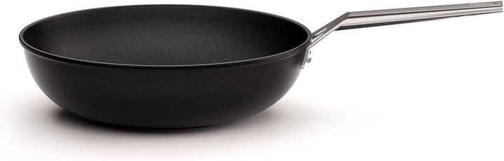 Valira 4648/25 Wokpfanne 30 cm Aluminiumguss Made in Spain, geeignet für die Induktion, Schwarz/Silb